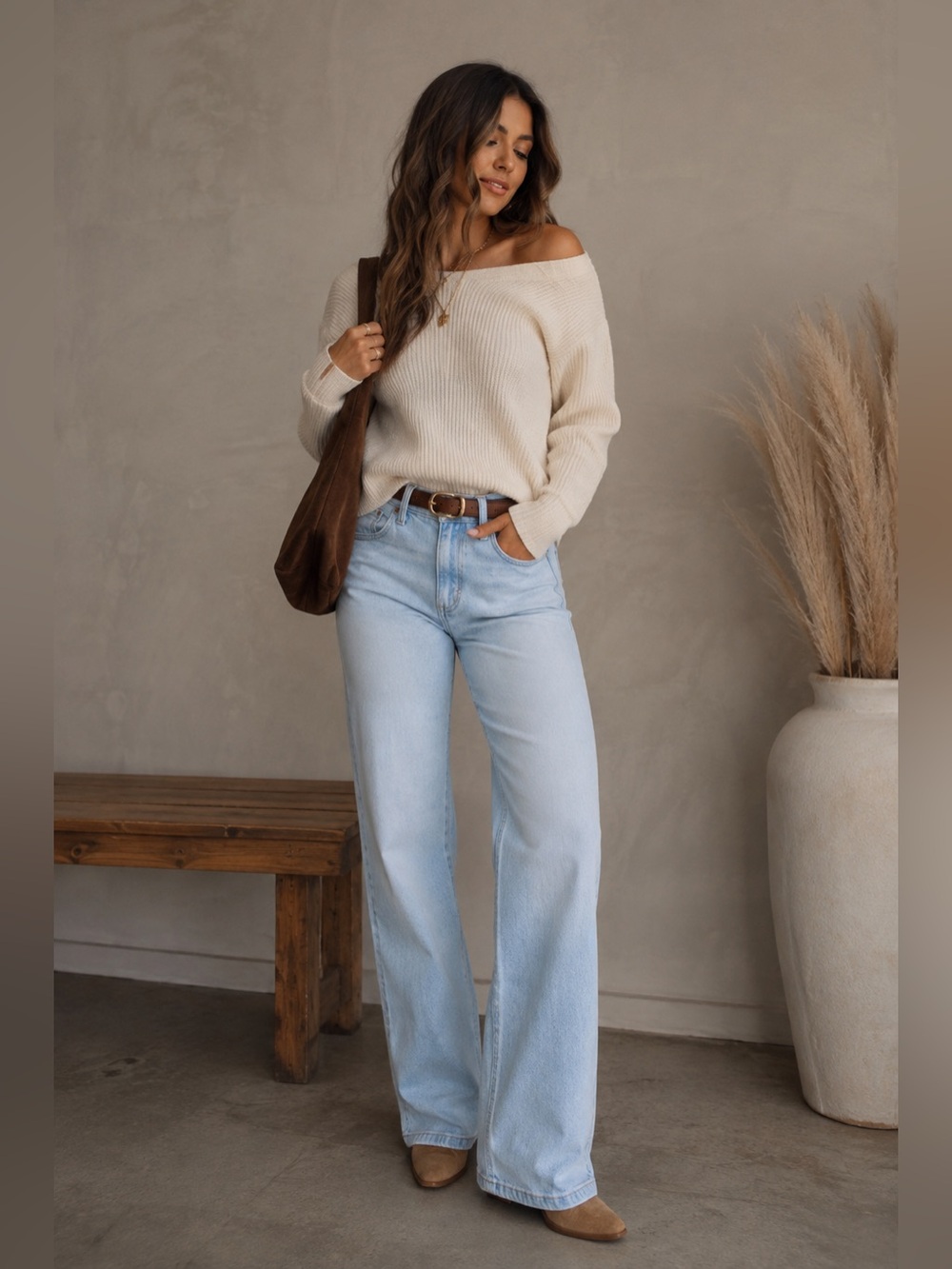 Kancan Holly High Rise Flare Wide Leg Jeans in light wash denim Sz 28